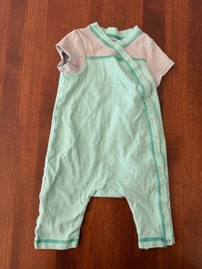 Patagonia Mint Green and White Striped Baby Bodysuit